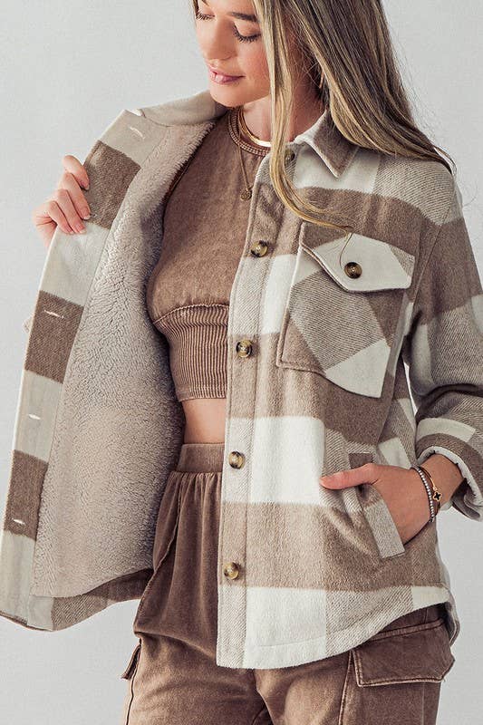BELLA TEDDY PLAID SHACKET