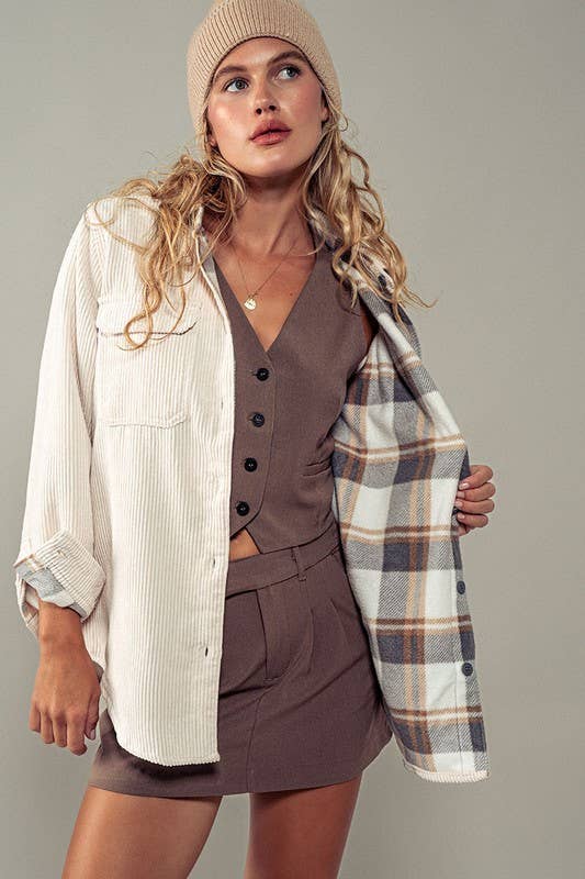 Corduroy and Plaid Shacket