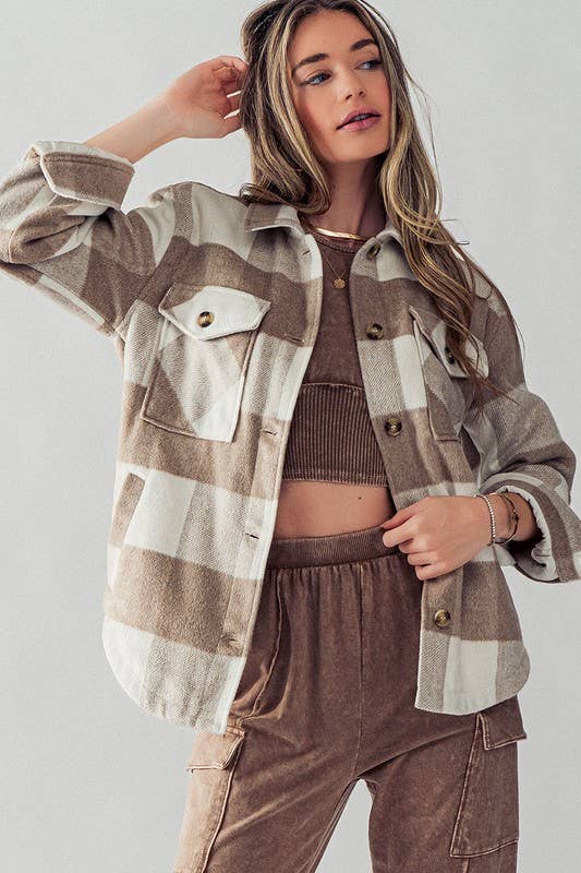 BELLA TEDDY PLAID SHACKET