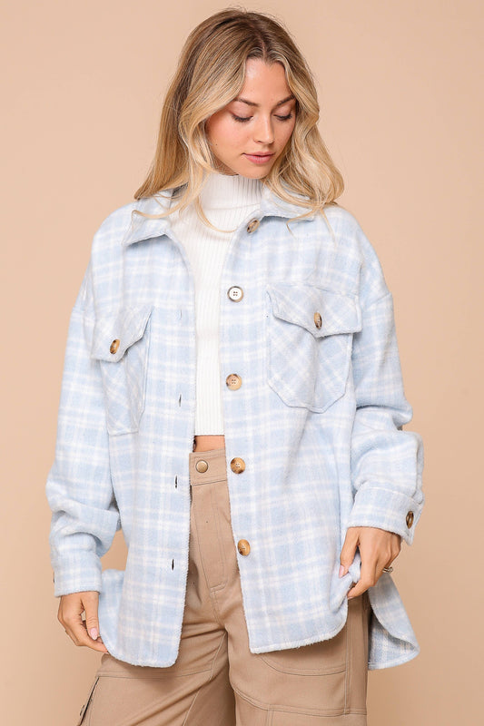 Soft blue Plaid Shacket