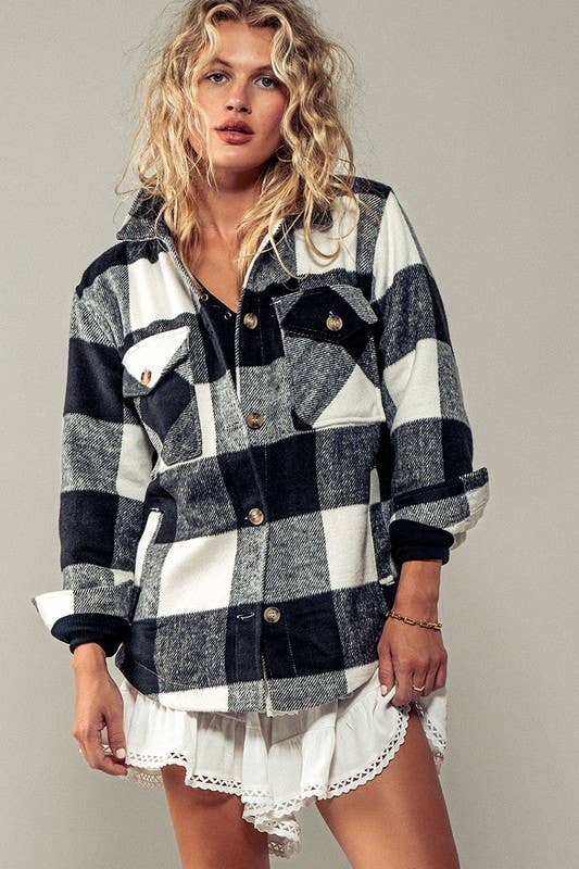 BELLA TEDDY PLAID SHACKET