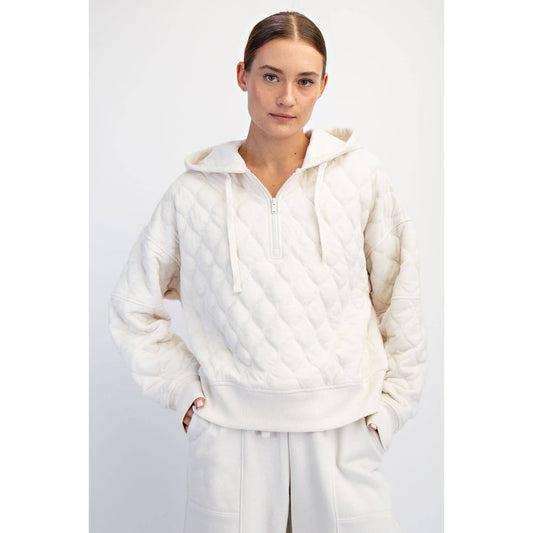 QUILTED QUARTER ZIP HOODIE JACKET