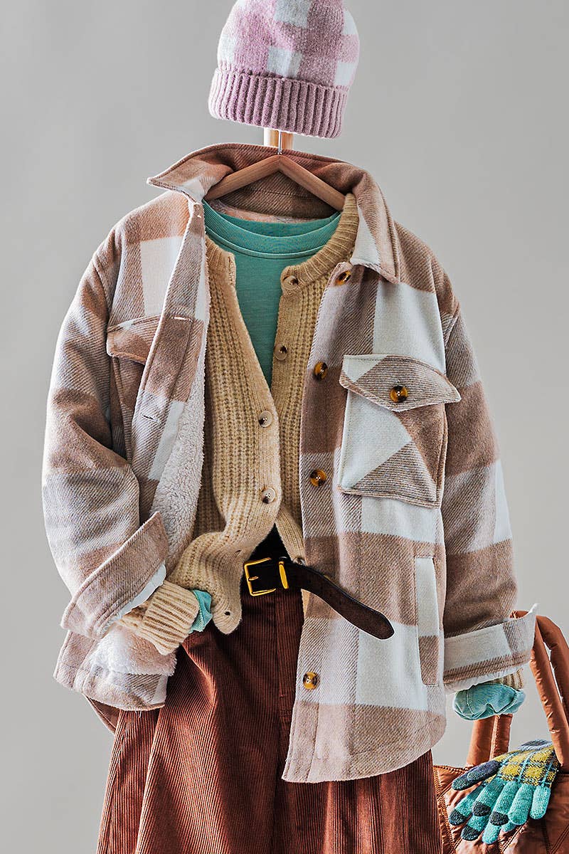 BELLA TEDDY PLAID SHACKET