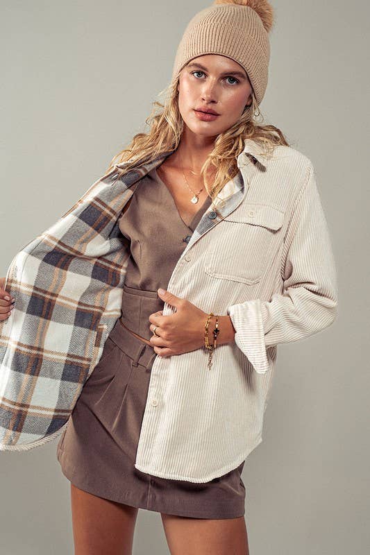 Corduroy and Plaid Shacket