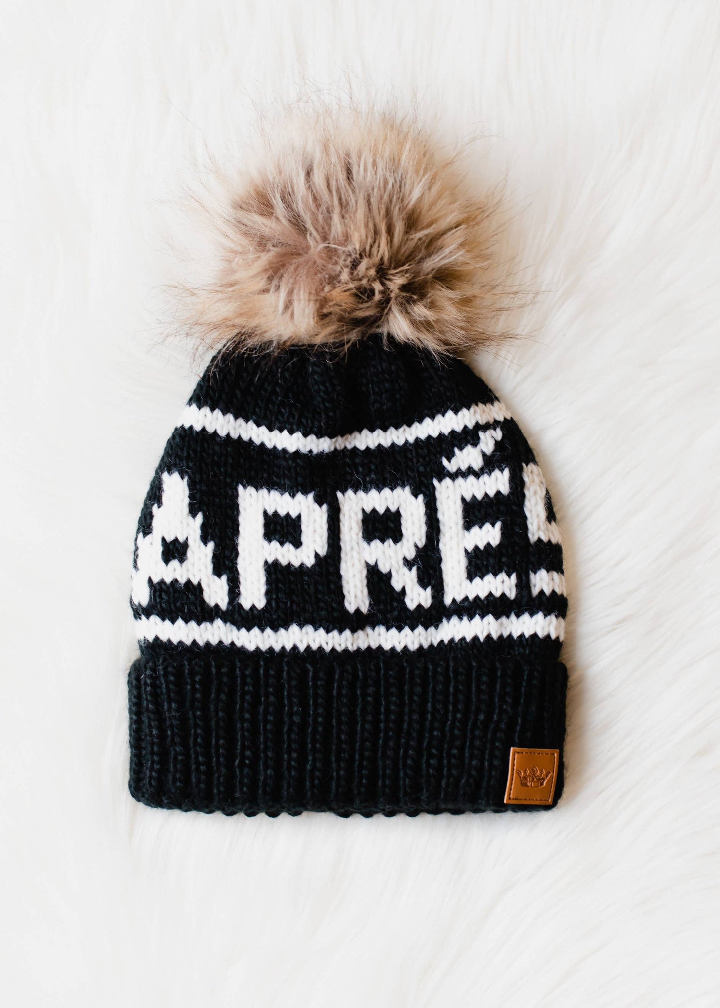 Black & White Apres Pom Hat