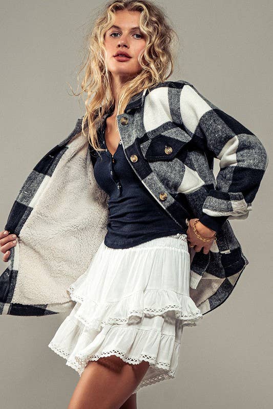 BELLA TEDDY PLAID SHACKET